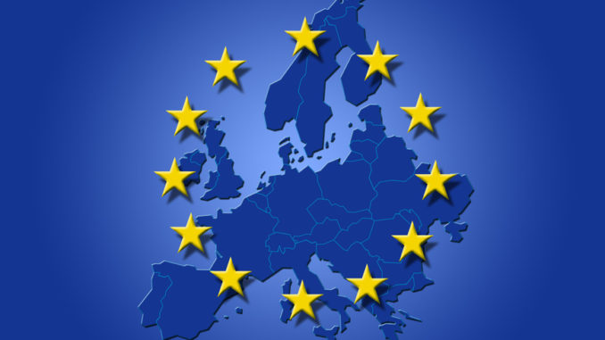 Drapeau sur carte d'Europe
